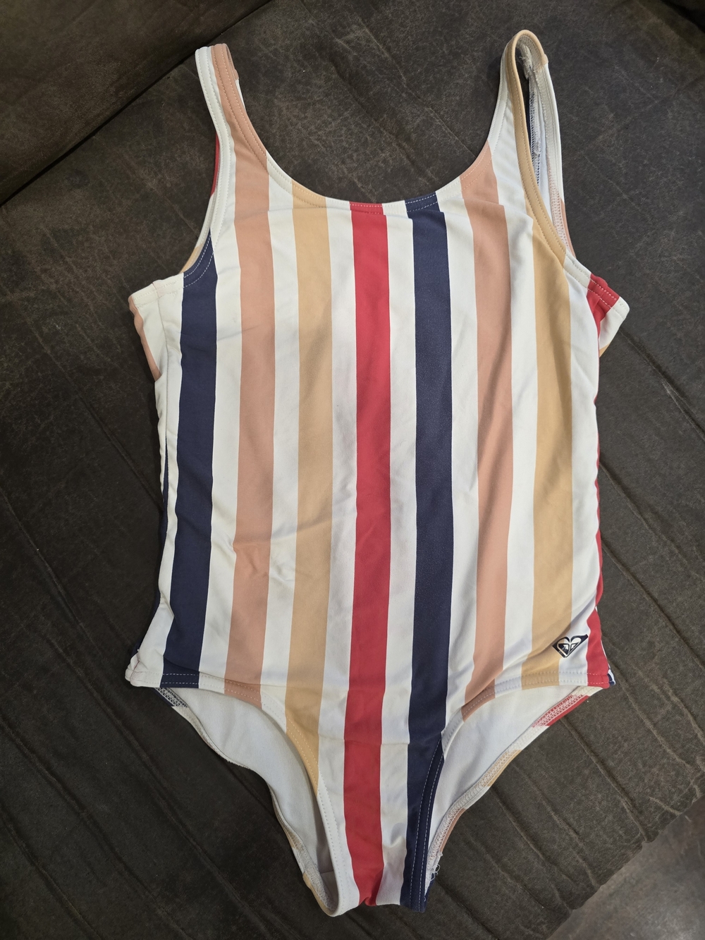 Roxy Girls' Striped One-Piece Swimsuit - Navy, Red, Cream, Peach, Tan